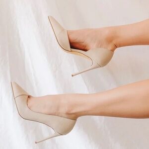 Lulus Pumps - Satsuki Light Nude Suede Pointed-Toe D'Orsay